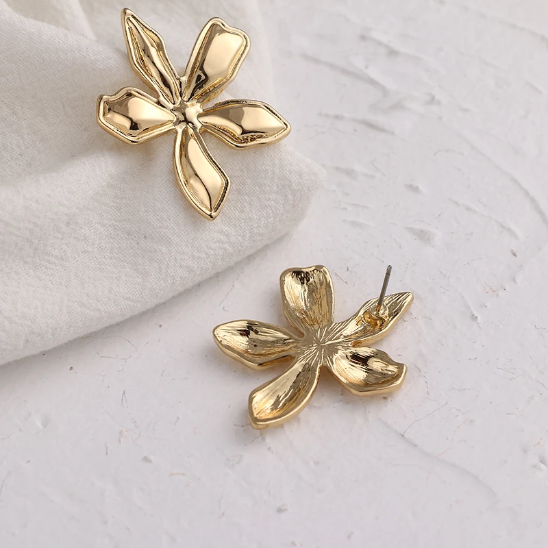 YMYW золотые серьги-гвоздики из цинкового сплава с цветком металлические