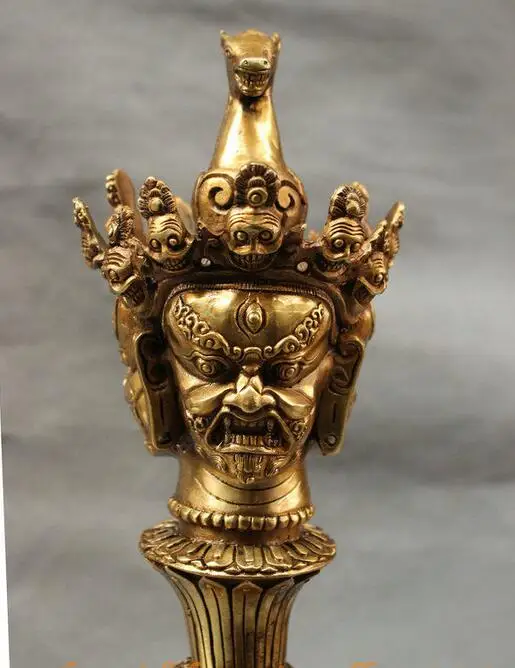 Тибетская латунная Phurpa Talismans Dragon Hayagriva статуя ножны для кинжала пхурба | Дом и сад