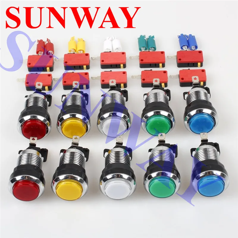 10 шт./лот 32 мм хромированная подсветка аркадная Кнопка 12 В светодиодная пусковая