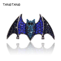 personality vintage aerial mammal bat brooch with royal blue rhinestone antique color jewelry for men hijab scarf pin bh8361