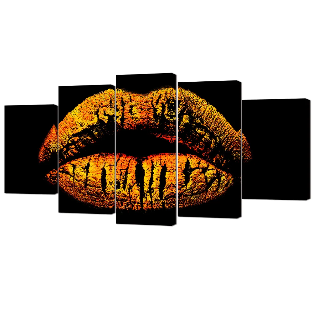 

Yellow Lip Print Home Decor Poster Hot Sexy Lips Print Canvas Painting Modern Style Pictures Living Room Home Decor