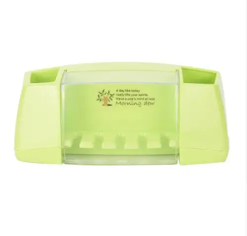green 4 цвета, многофункциональная зубная щетка, держатель, коробка для хранения, ванная комната, кухня, семейная настенная подставка, туалетные принадлежности, хранение зубной пасты - Цвет: green
