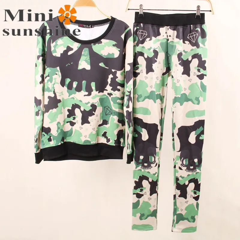 Fashion Autumn Long Sleeve Sweat suit Camouflage Sportswear Women Tracksuits Uniform Lady 2 Pieces Set Sweatshirt pant z10 | Женская