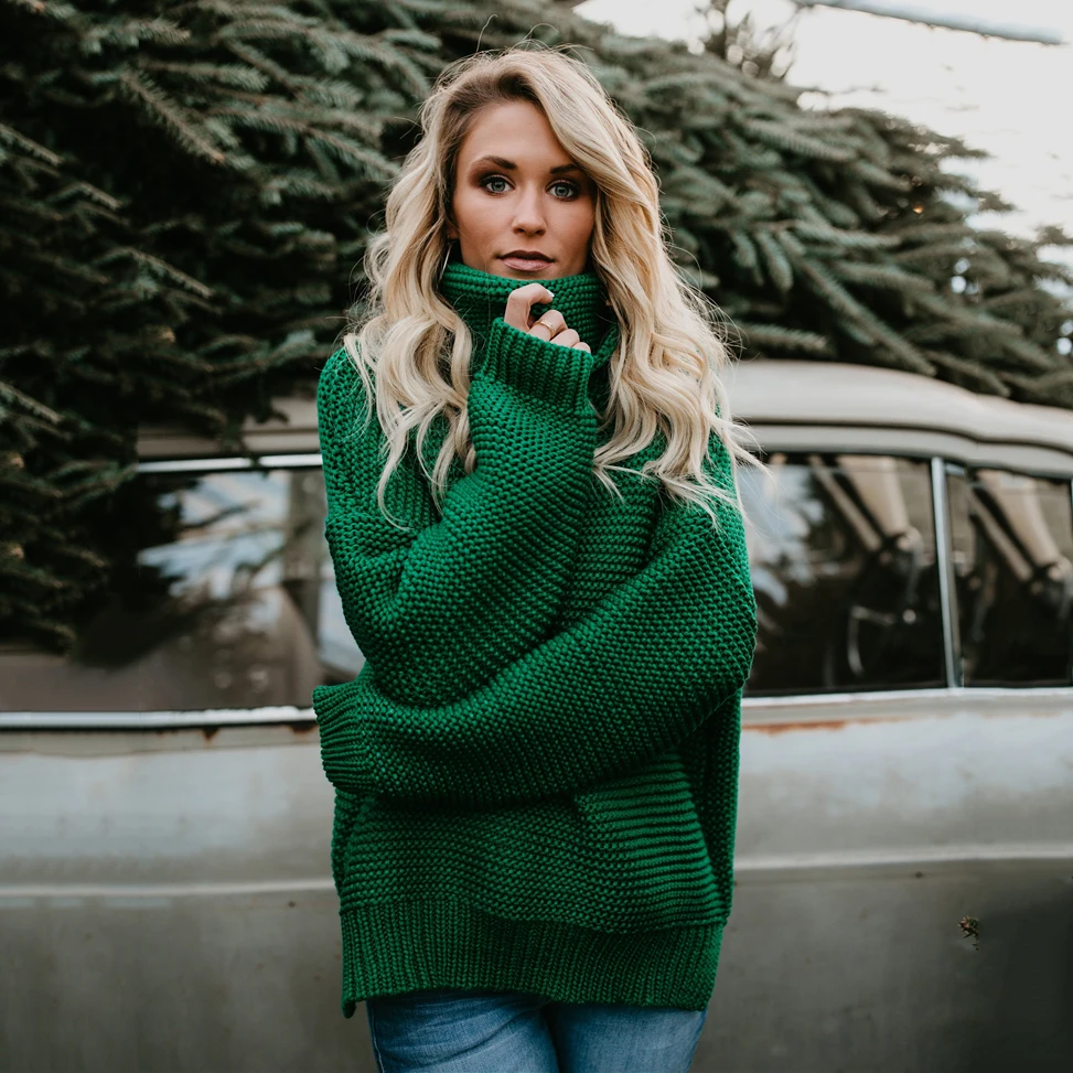MisShow Winter Autumn Oversized Turtleneck Women Sweaters Solid Knitted Thick Warm Pullovers Crocheted Jumper Pull Femme | Женская