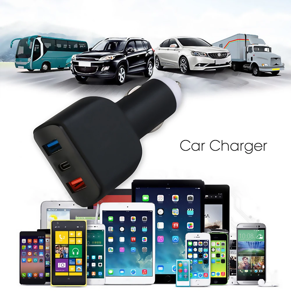 

SCO Car Charger 3 USB Ports For Phone With Type-C Durable