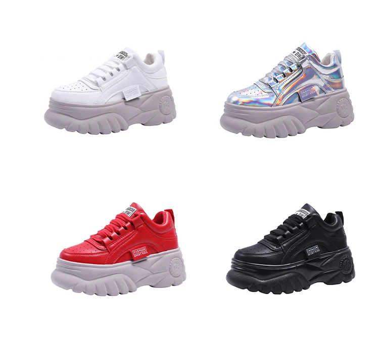 Повседневная обувь; женские кроссовки на платформе; zapatos de mujer; модная Брендовая женская обувь на массивном каблуке с перекрестной шнуровкой; chaussures femme; Цвет Серебристый