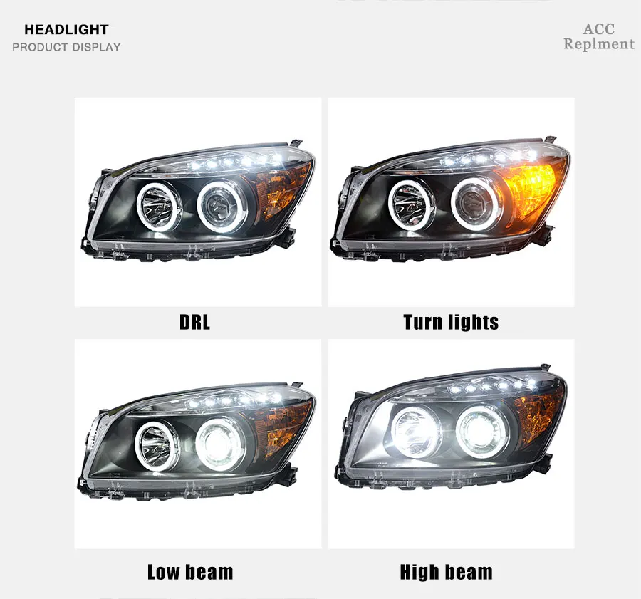 2 шт. светодиодный фары для Toyota RAV4 2009-2013 светодиодный Автомобильные фары ангельские глазки комплект ксеноновых фар, Высокопрочная конструкция протовотуманная подсветка Габаритные огни
