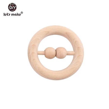 round rattle Let's Make Детские Прорезыватели из бисера деревянные заготовки 1 шт. мультяшная Автомобильная погремушка собака животное кольцо ПВХ бесплатно Монтессори Прорезыватель зубов деревянная погремушка - Цвет: round rattle