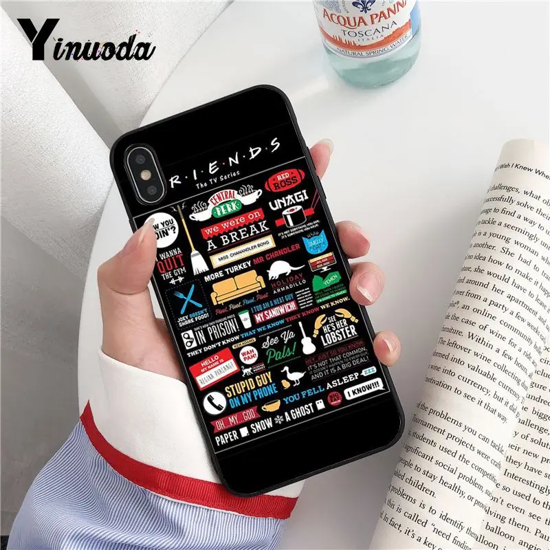 Yinuoda TV Show Friend TPU Мягкий силиконовый черный чехол для телефона iPhone 8 7 6 6S Plus X XS MAX 5 5S SE