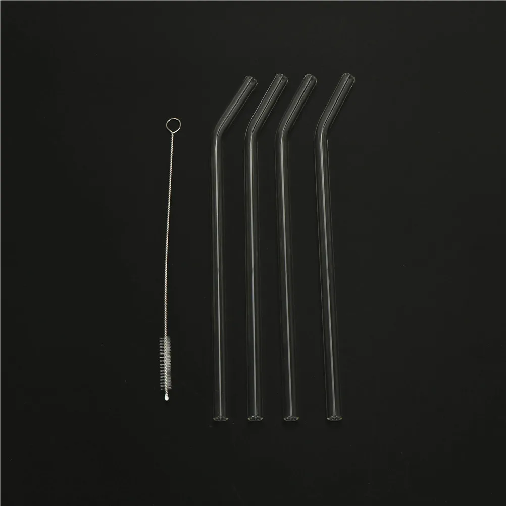 4 шт прозрачные изогнутые Стекло многоразовый вода сок молоко питьевой соломы
