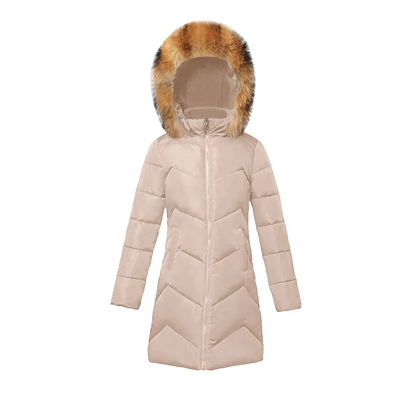 Зимняя женская куртка с натуральным мехом теплая длинная парки новая модная