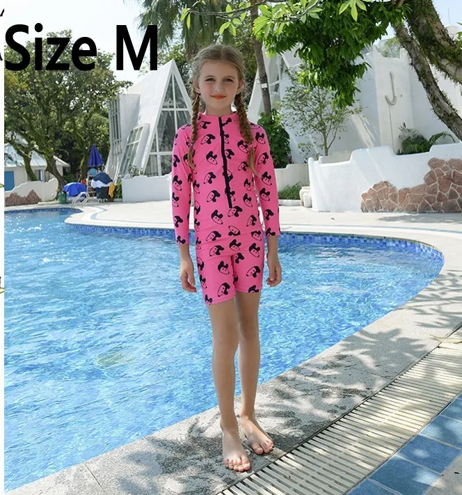 Pink M Г., новая одежда для купания милый детский купальный костюм для малышей купальный костюм для маленьких девочек с рисунком Цельный купальник с шапочкой, одежда для детей - Цвет: Pink M