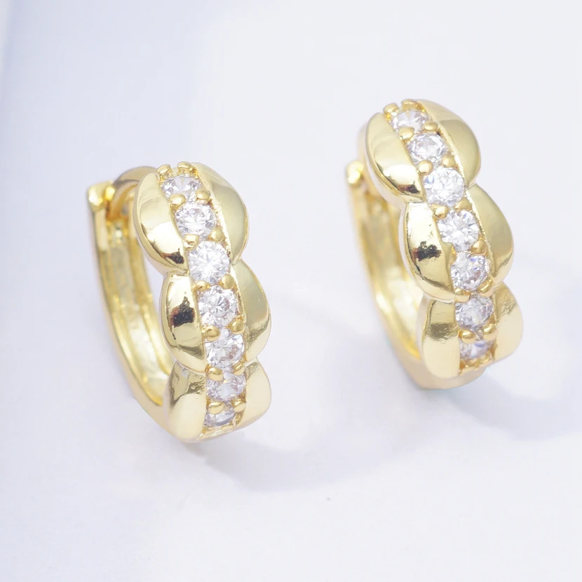 Женские серьги с фианитами золотого цвета фианитом Ювелирное Украшение для