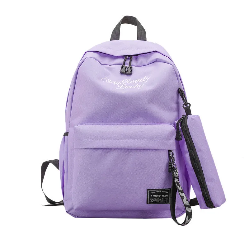 001 purple Брендовые модные подростковые рюкзаки 2 pscs/stes, женский рюкзак, школьные сумки, большая Вместительная дорожная сумка для девочек, подарок, Escolar Mochila - Цвет: 001 purple