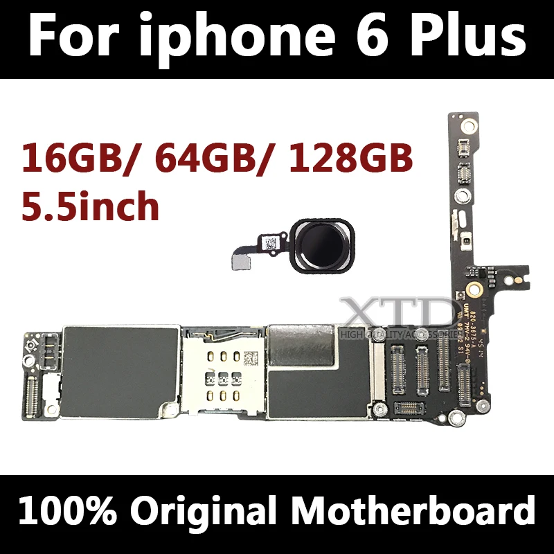 

Factory unlocked motherboard for iphone 6 plus 16GB 64GB 128GB IOS logic board original Mainboard with touch ID for iphone 6Plus
