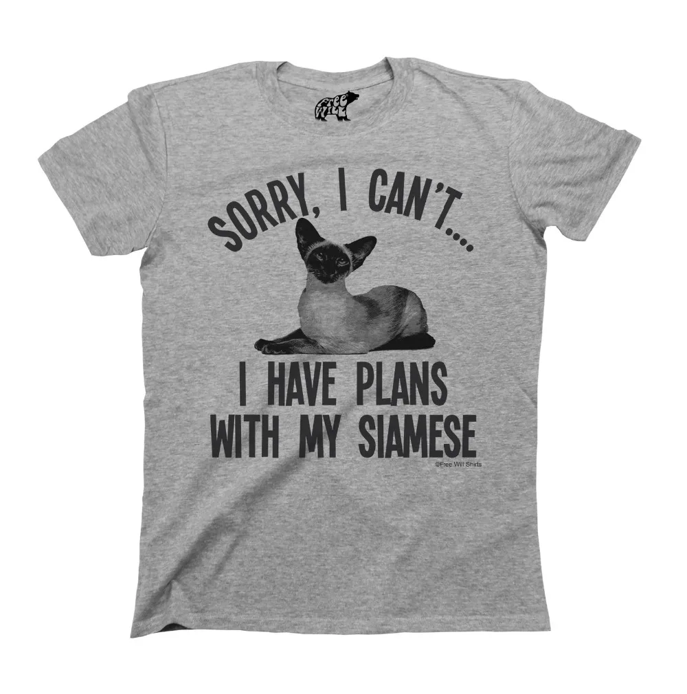 

2019 Fashion Short Sleeve Men Tshirt Cheap Price Sorry I Cant I Have Plans With My Siamese Cat T-Shirt Mens Tt Shirt