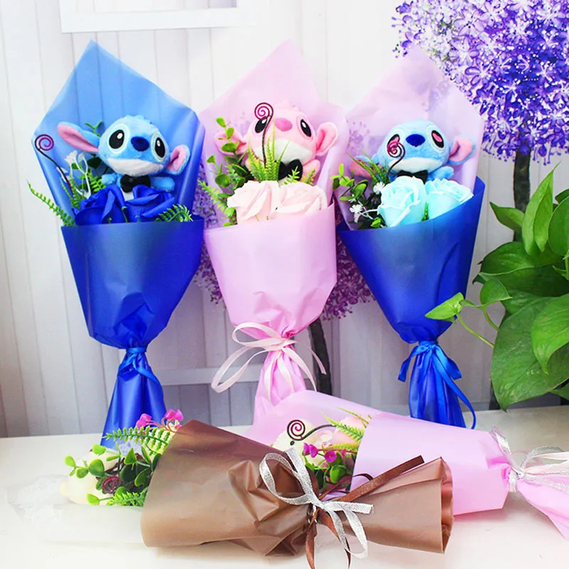 

Drop Shipping Stitch Animals Plush Doll Toys Lovely Stitch Bouquet Stich Stuffed Doll Birthday Valentine's Gift No Box