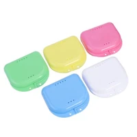random color 1pc denture storage case dental orthodontic retainer box mouthguard container supplie tray dental supplies