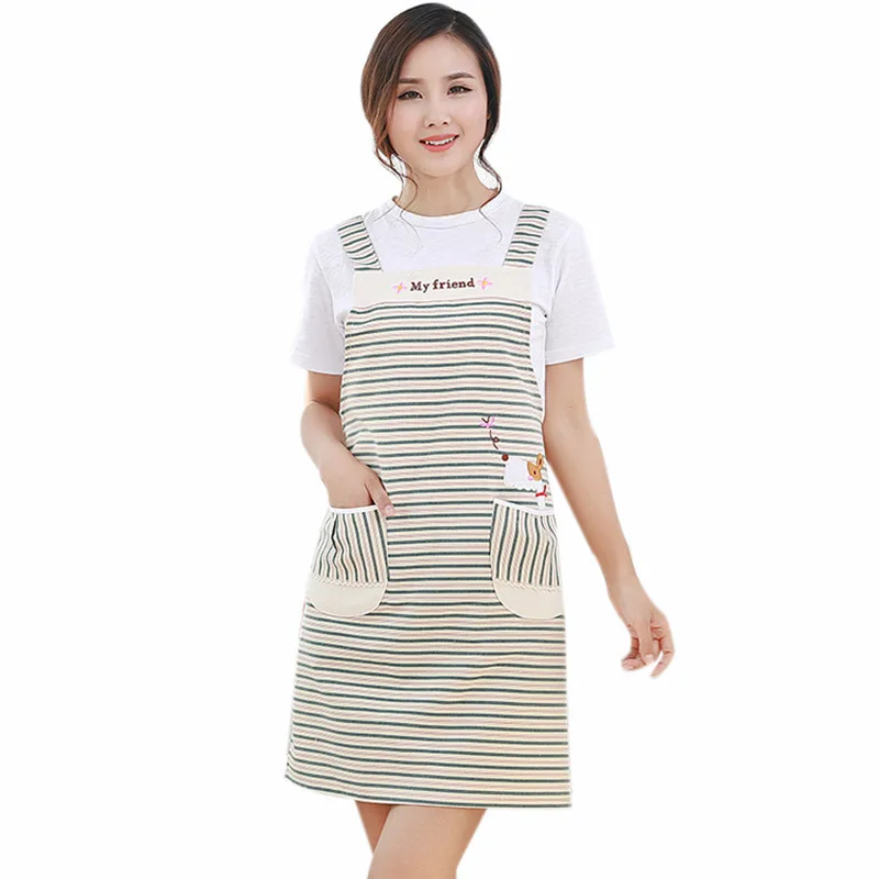 Kitchen anti-fouling apron Simple cotton and linen work shoulder-strap home | Дом и сад