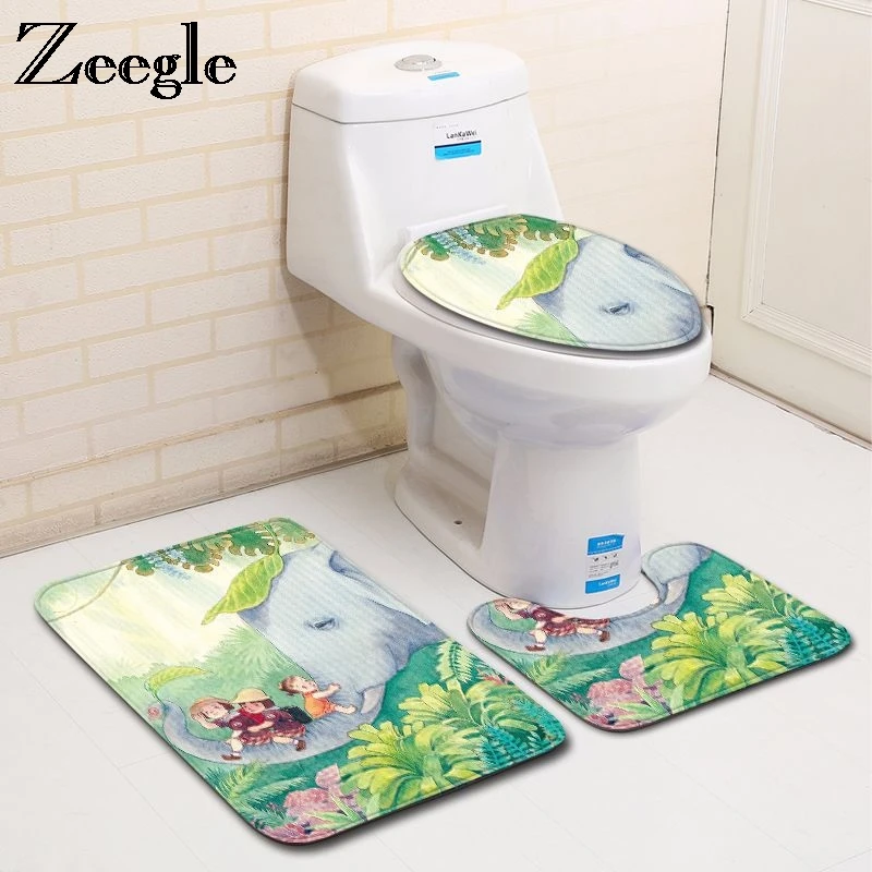 

Коврик для ванной из микрофибры Zeegle, 3 шт., с мультяшным принтом