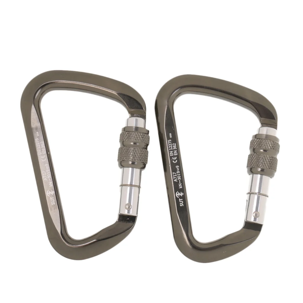 Professional 2 Pcs 30KN Twist Auto Locking D-Ring Carabiner Rock Climbing Rappelling Safety Rescue for Camping Hiking Equipment | Спорт и