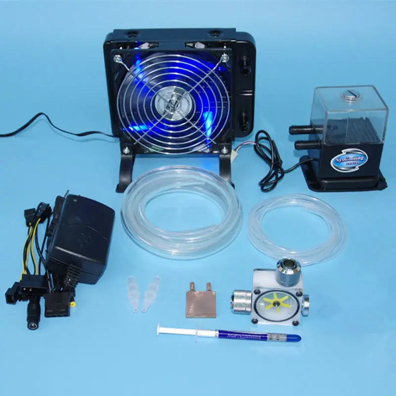 DIY ноутбук процессор GPU водяное жидкостное охлаждение кулер радиатор медный блок водяной насос+ резервуары для воды+ Ребра теплоотвод наборы для фанатов комплект системы