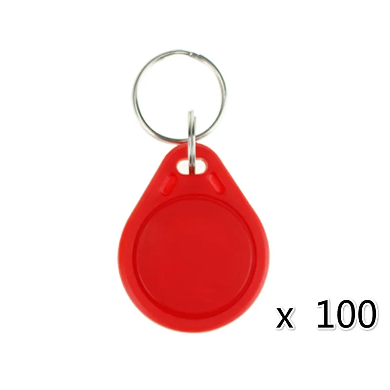Красный 100 шт. брелки RFID NFC тег смарт-ключа карты RFID Контроль доступа брелки близость 13,56 МГц MF Классический 1k IC S50 жетон чтение - Цвет: Красный