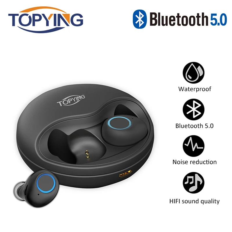TOPYING Bluetooth наушники 5 0 TWS Беспроводная мини гарнитура с 500 мАч зарядная коробка