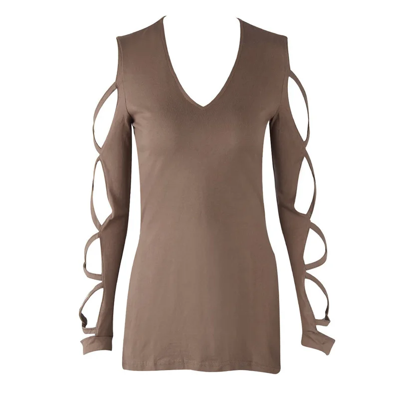 2018 Plus Size Women Blouse Sexy Hollow Out Bandage Shirts Long Sleeve Summer V-Neck High Split Tops Club Party Tee Shirt Blusas |