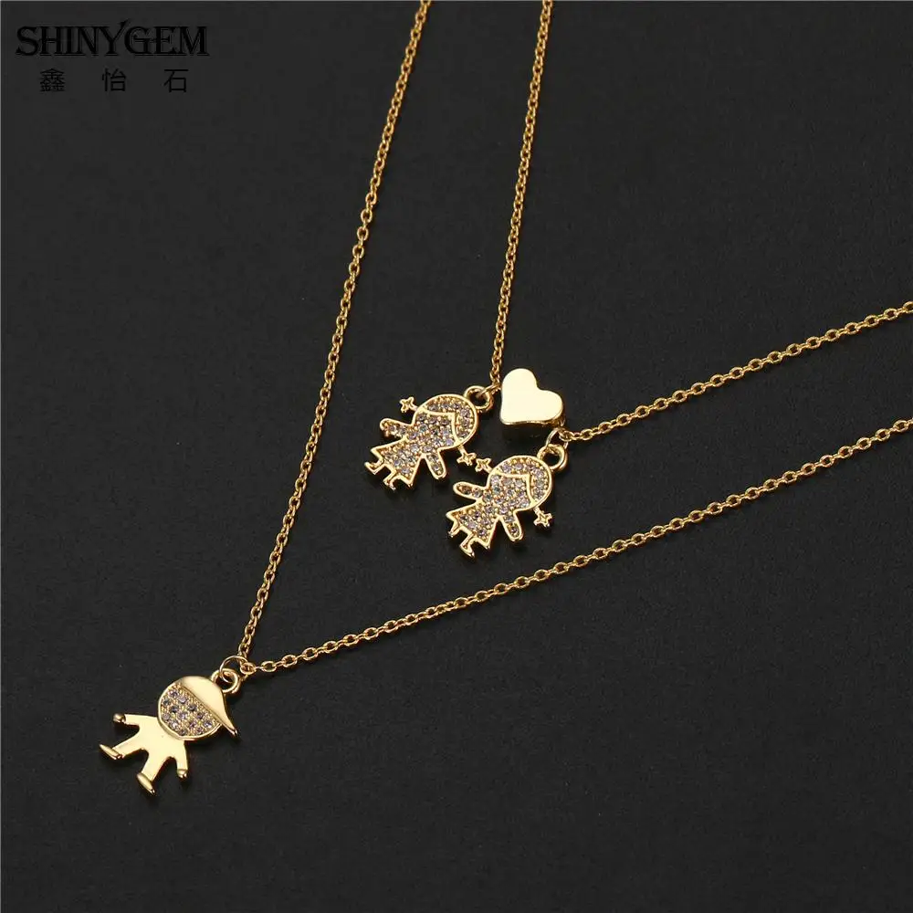 Ожерелье ShinyGem для влюбленных пар длинное Двухслойное винтажное ожерелье с