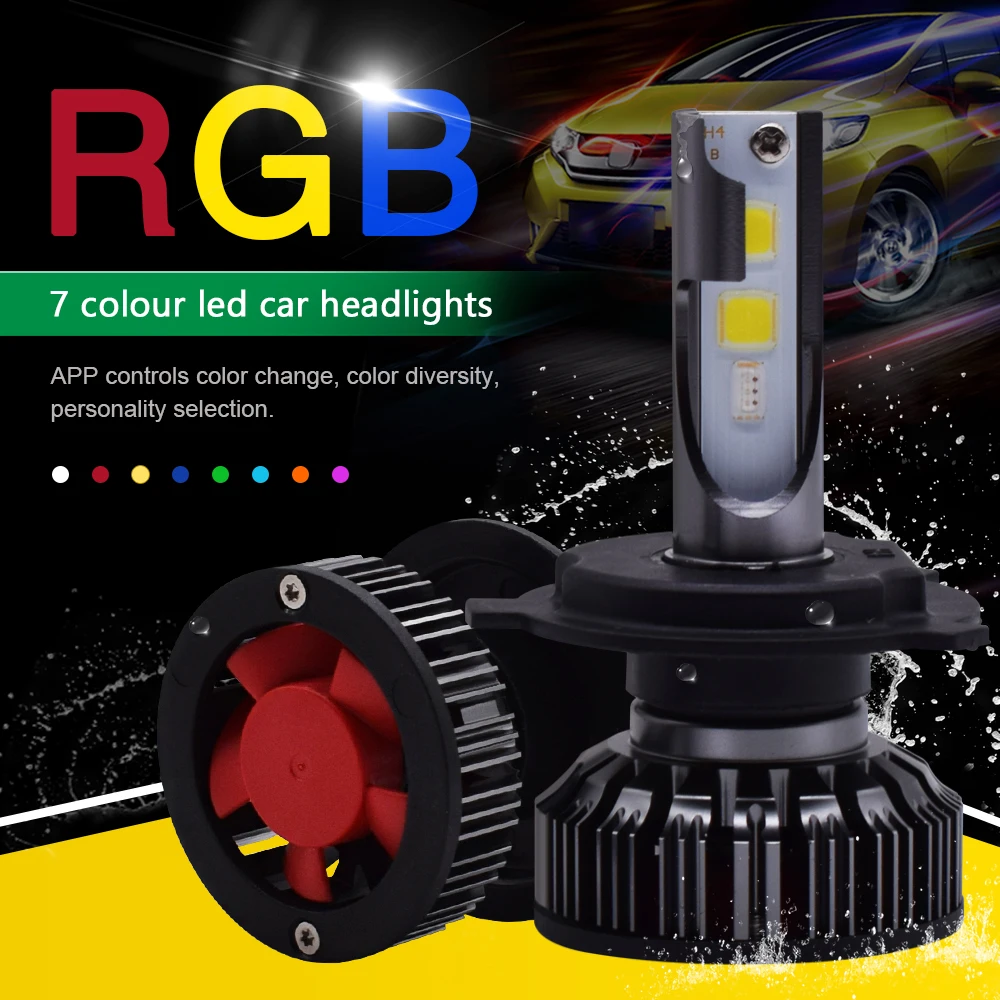 EURS H4 H7 Новый светодиодный автомобилей головной светильник s RGB Bluetooth управление H1