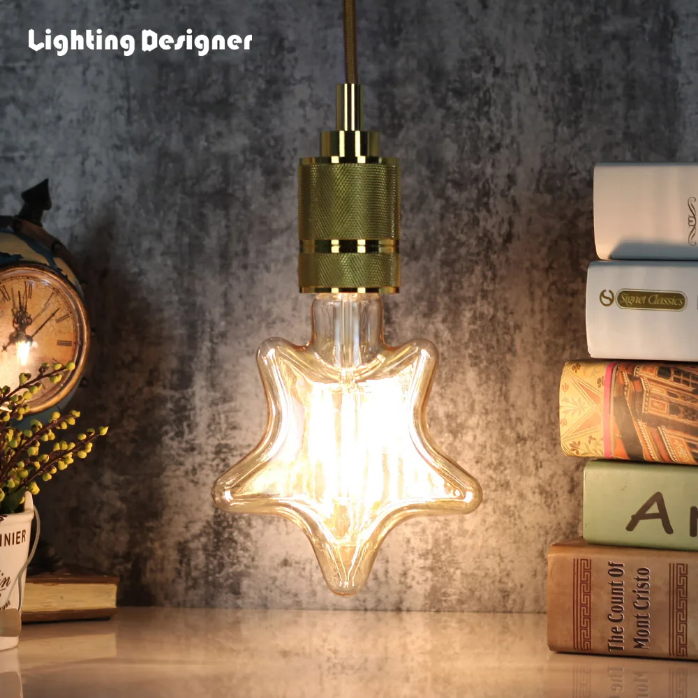 Звезда Форма Edison светодиодная лампа с нитью Led светильник лампочка 220V E27 4 Вт Ретро