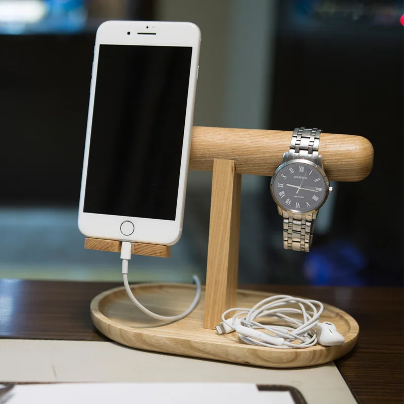 Деревянная зарядная станция для Iphone Ipad samsung и других смартфонов с держателем