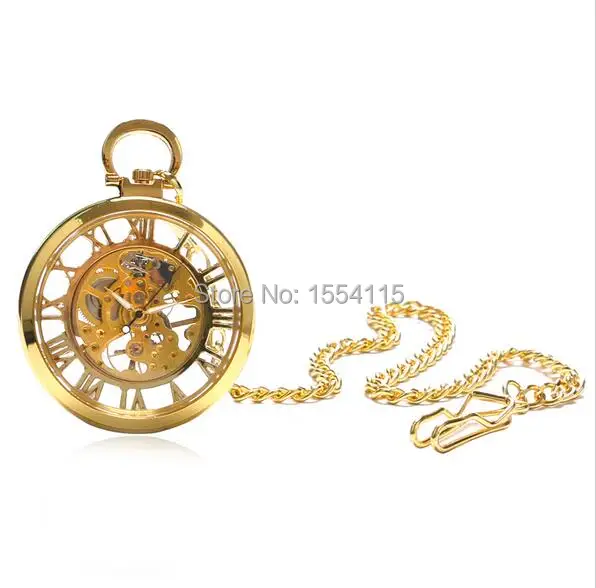 20 шт./лот механические карманные часы с римским циферблатом и золотым