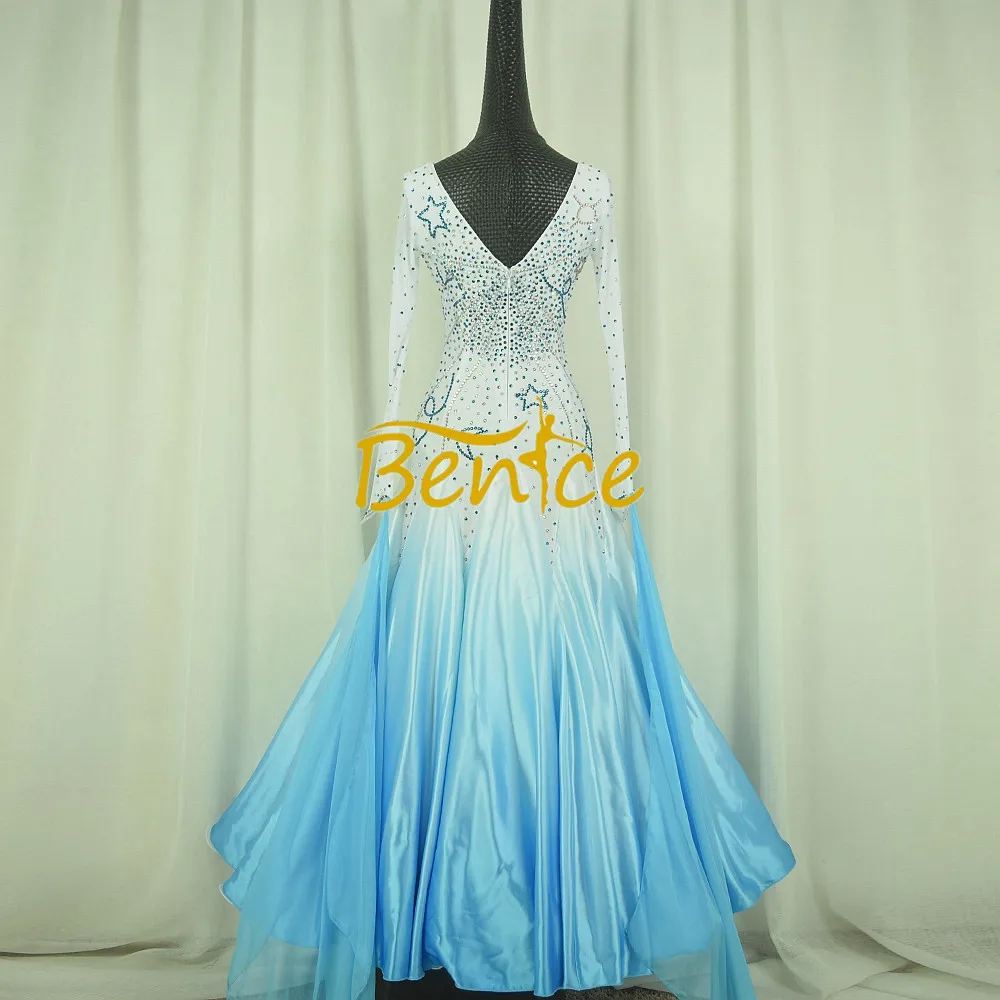 Женское платье для танго вальса длинное латиноамериканских танцев со стразами и