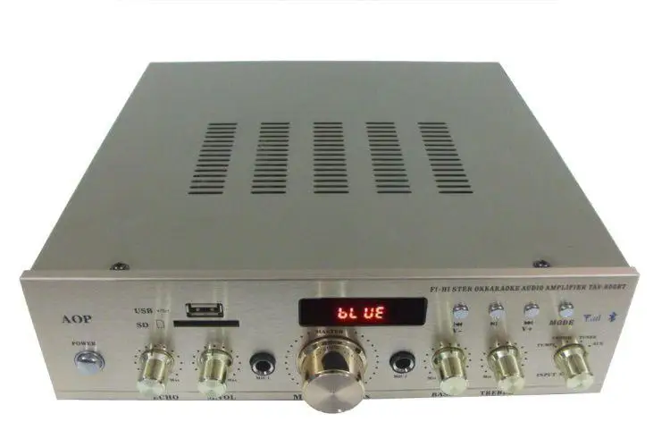 TAV-600BT 220 В 150 Вт+ 150 Вт HIFI стерео караоке KTV Bluetooth домашний аудио усилитель с USB SD двойной микрофон вход FM радио