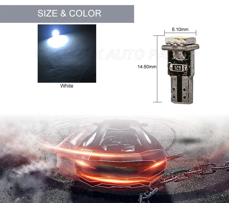 10 шт. T5 1 SMD 5050 автоматический датчик светодиода лампочки приборной панели номерного знака Лампа автомобиля Canbus безотказная приборная лампа для DC 12V Белый