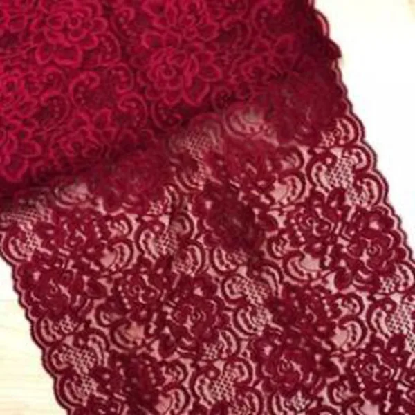 wine HL 1 ярд 30 см Широкий стрейч кружева DIY Одежда спандекс Нижнее белье свадебное платье ремесла Швейные аксессуары HB008 - Цвет: wine