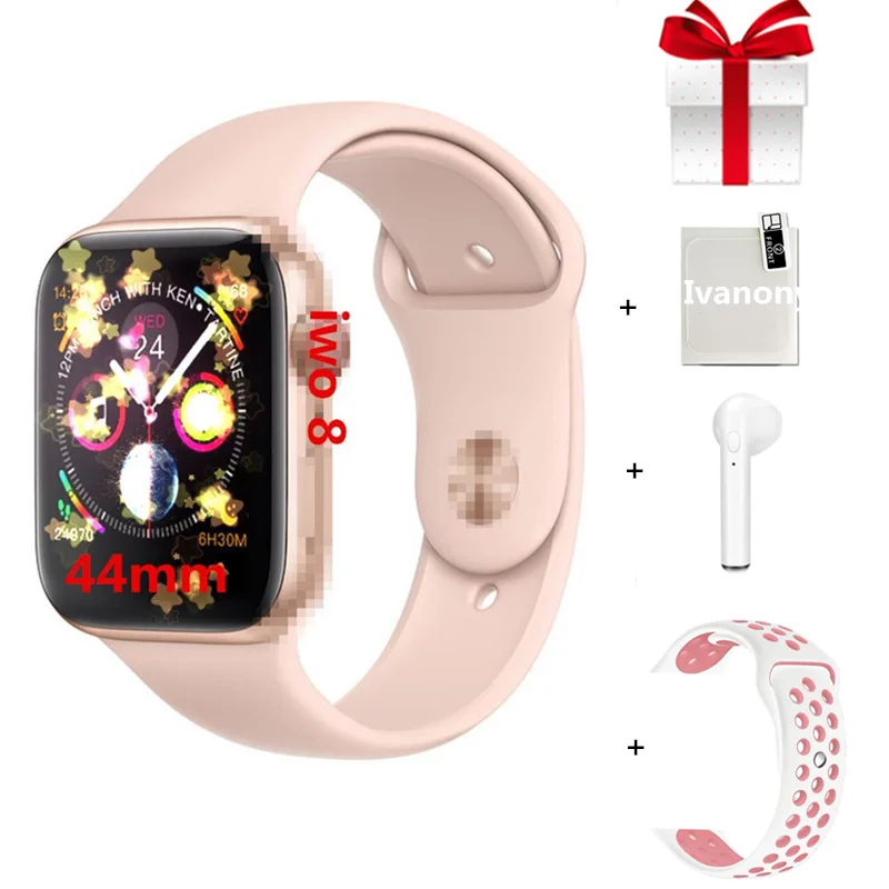 pink add nike IWO 8 IWO 9 умные часы 44 мм серия 4 Чехол 1:1 Bluetooth умные часы ЭКГ часы для ios android Быстрая для дропшиппинг - Цвет: pink add nike