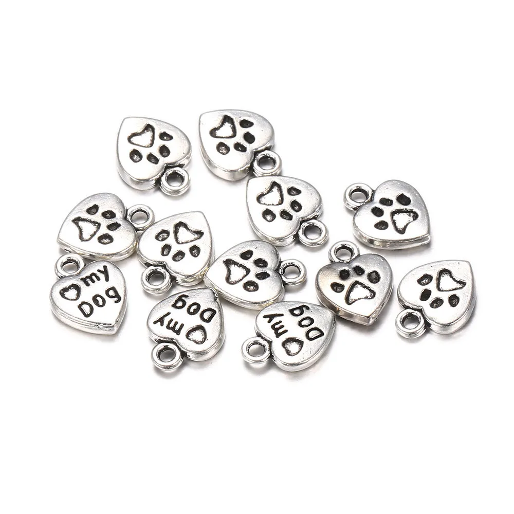 20 шт./лот модные подвески в форме сердца мой кулон собачьей лапы античный
