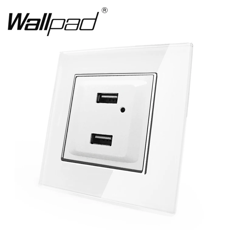 ЕС USB розетка с когтями Wallpad белый Стекло Панель светодиодный индикатор штепсель