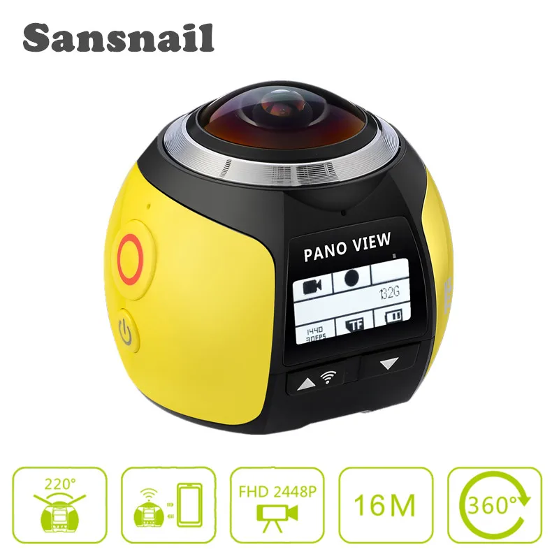 Sansnail 360 камера HD ультра мини панорамная WIFI 3D Спортивная для вождения VR Экшн видео