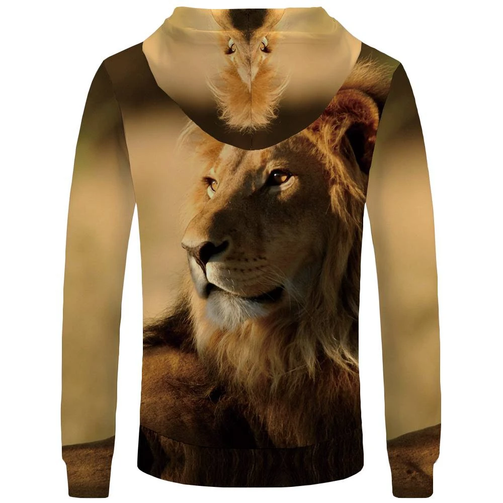 KYKU Лев толстовки для мужчин пламя карман животных Hoddie мужская одежда 3d капюшон