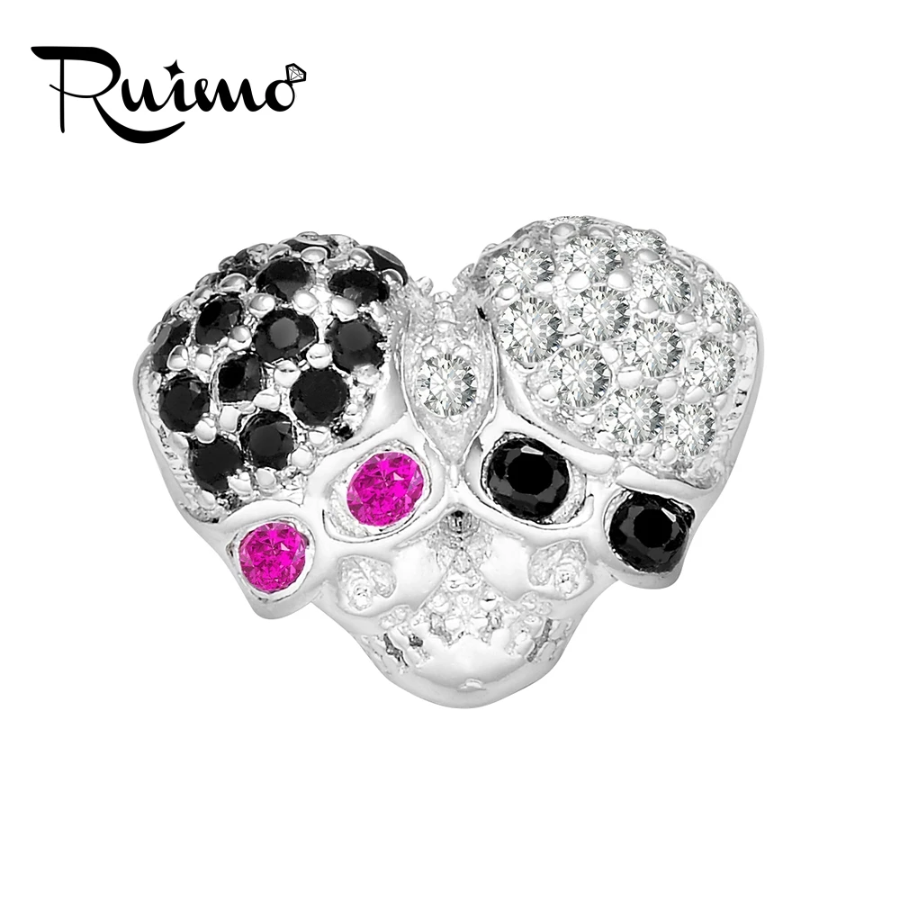 RUIMO микро инкрустация Циркон сиамский череп металлический медный бисер Шарм с