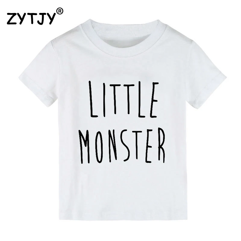 Детская футболка с надписью «little monster» футболка для мальчиков и девочек, одежда для малышей Забавные футболки Tumblr, Прямая поставка Y-129