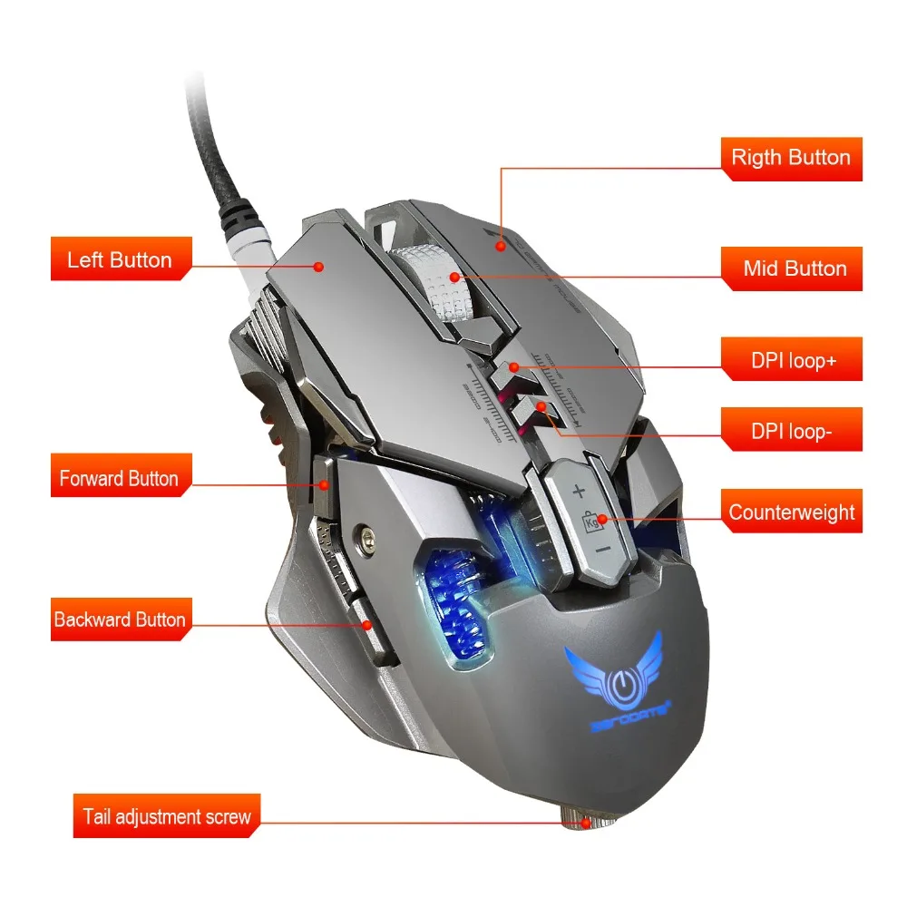 USB Mechanical Mause PC Gamer Mouse For Computer 3200DPI With 7 Buttons LED Back Light Gaming Serious | Компьютеры и офис