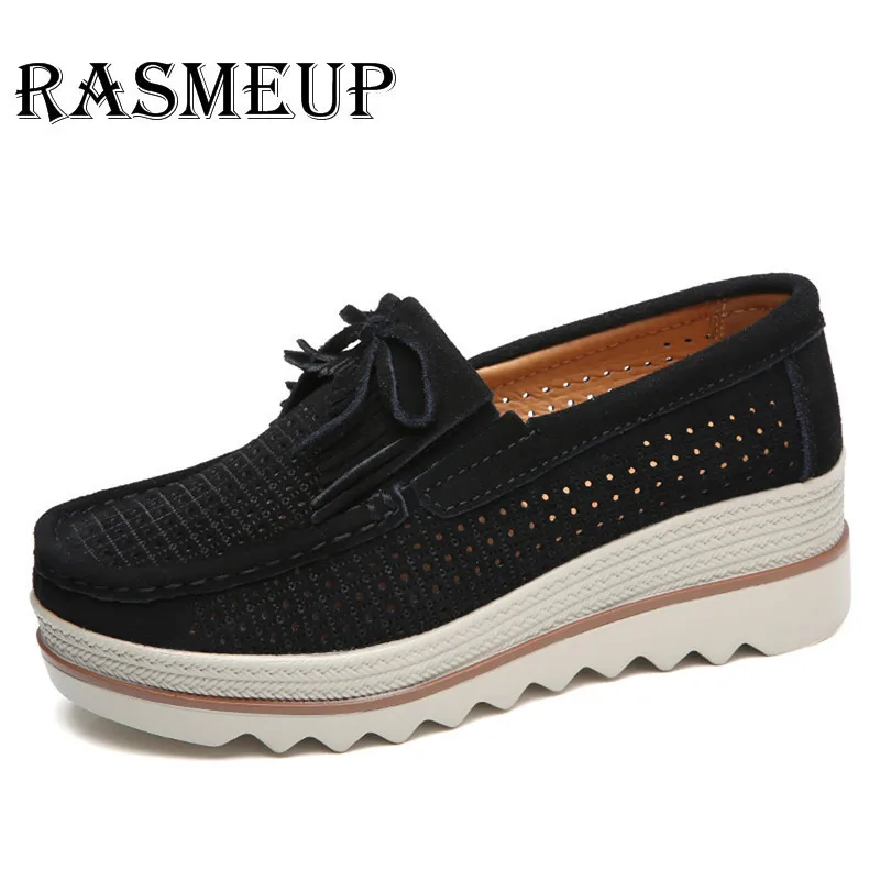 RASMEUP/женские кроссовки из натуральной замши на платформе Летняя женская обувь