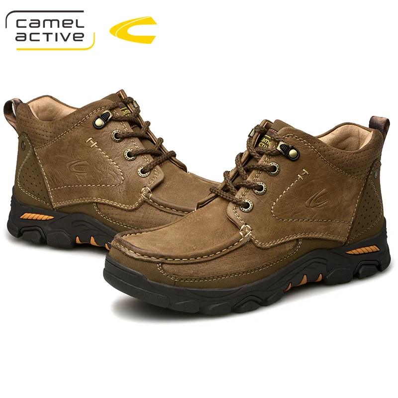 Мужские зимние ботинки Camel Active коричневые брендовые уличные из натуральной кожи