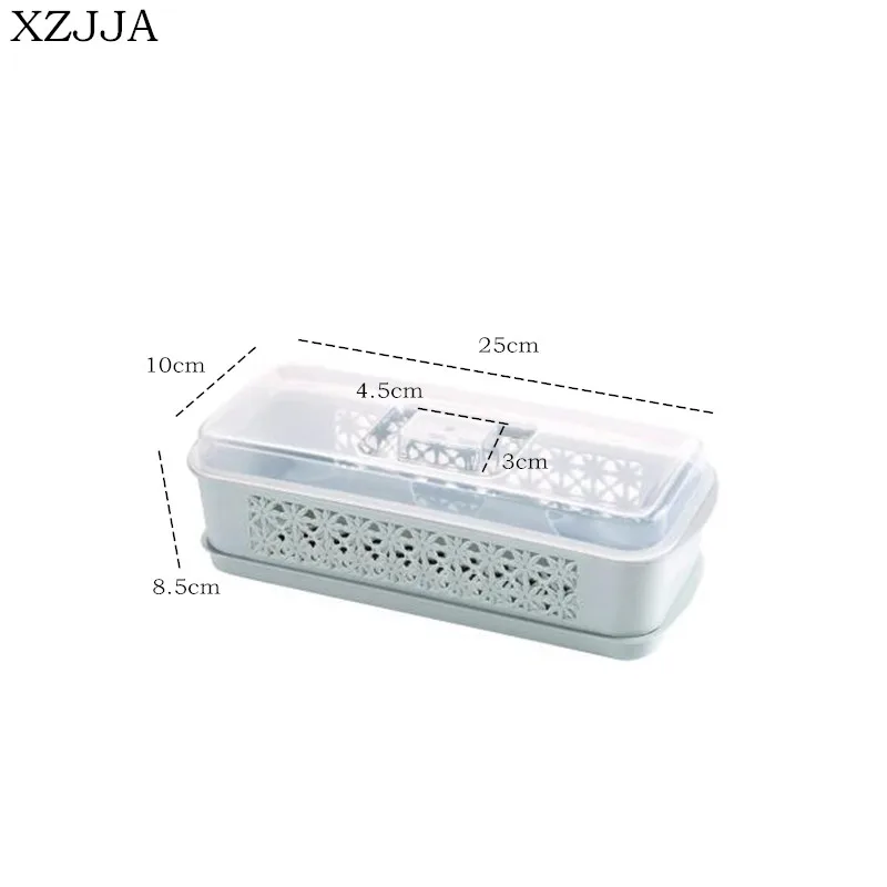 

XZJJA Double Layer Drain Chopstick Storage Box Spoon Fork Tableware Box Storage Rack With Cover Dustproof Kitchen Tool Organizer