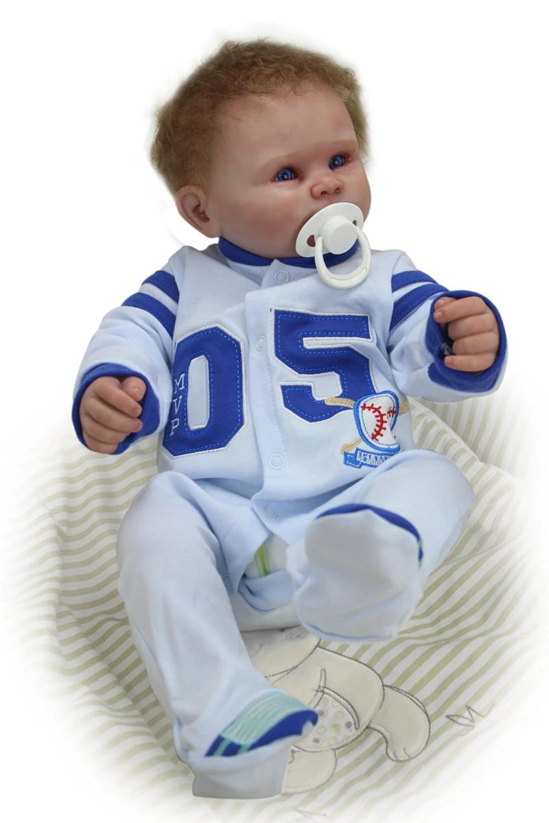 

55cm Full Silicone Vinyl Realistic Baby Boy Doll Sleeping Bebe Reborn Doll with Pacifier Kids Play Toy Doll Xmas Gift